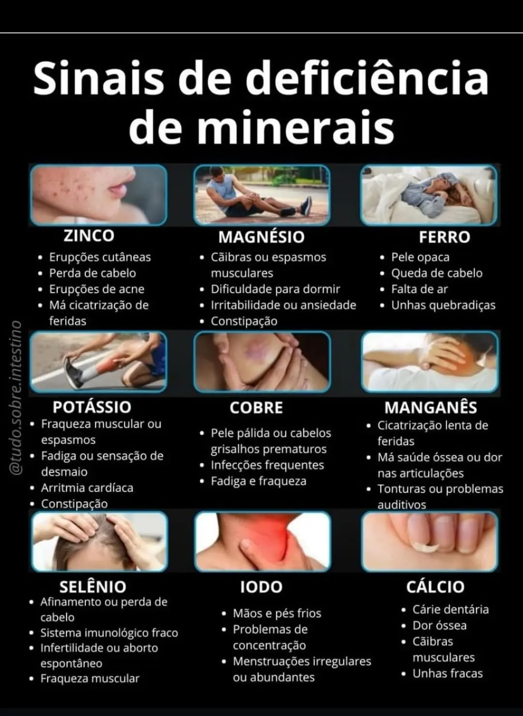 Sinais de deficiência de minerais detectados com bioressonância